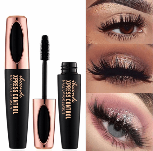 4D Mascara Lengthening Waterproof Eyelashes Eye Mascara Black Volume With Silk Fibers Brush Eyelash Makeup Tool Cosmetics