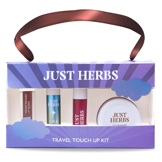 Travel Touch Up Kit Lightweight and Travel Friendly Gift Set of (Liquid Lipstick, Perfume, Lip Cheek Tint & Lip Gloss)