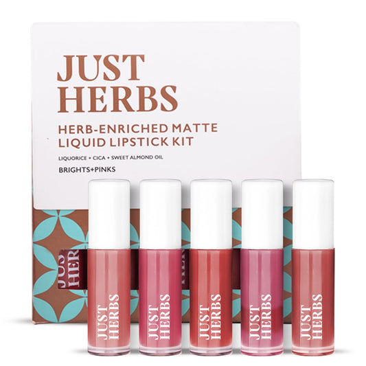 Organic Liquid Lipstick Kit Set of 5, Hydrating & Lightweight Lip Color - Paraben & Silicon Free - 1.6 fl oz. (Brights & Pinks)