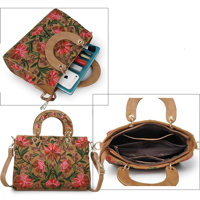 Leather Gorgeous Embroidery Stylish Design Shoulder Crossbody Hobo Women Handbag
