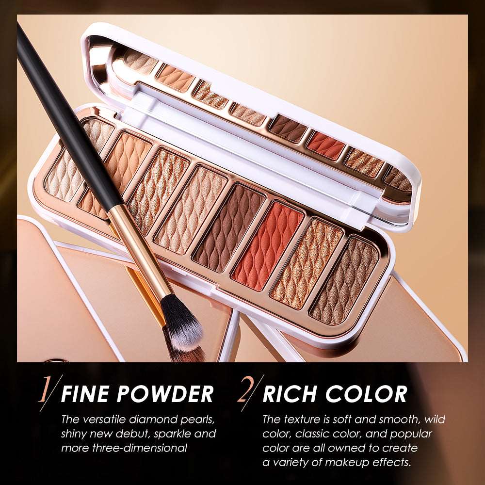 8-color Eyeshadow Palette High-gloss Trimming Blush Modification Mousse Texture Matte Earth Color