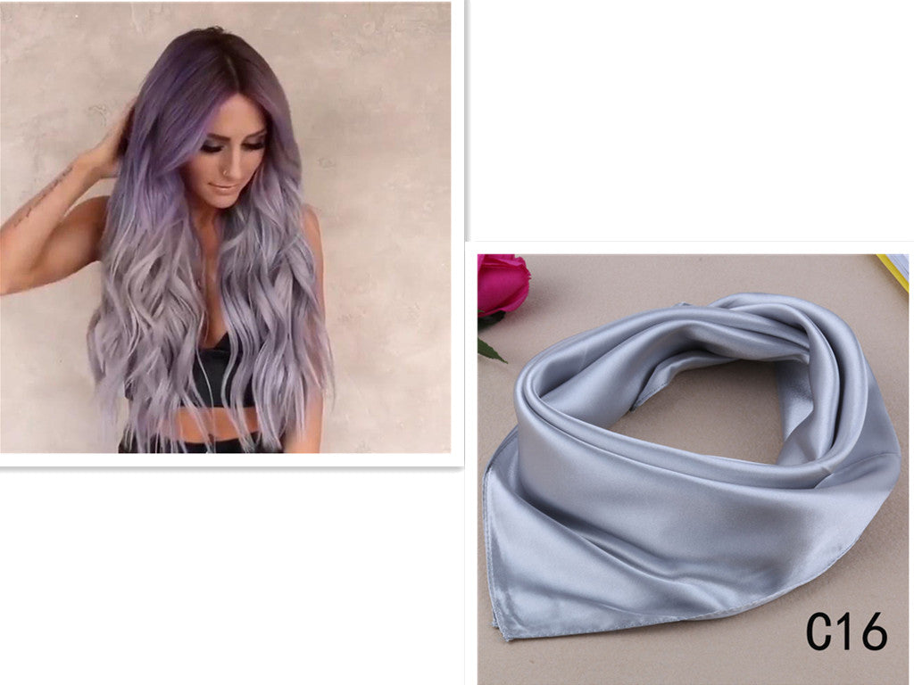 Purple-grey gradient mid-length long curly hair