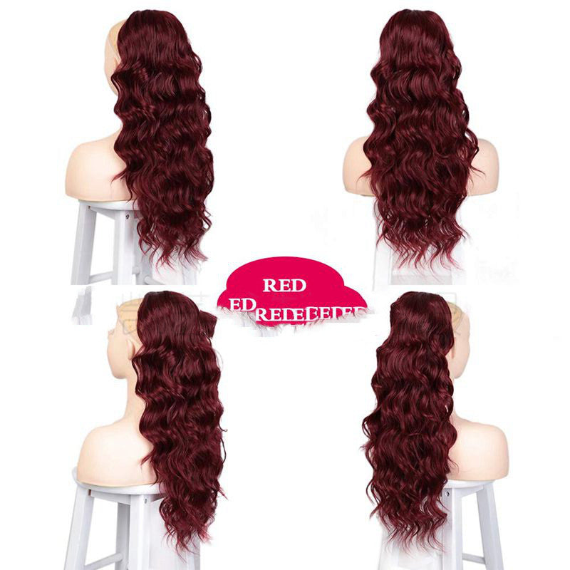 Wine Red Wig Ladies Wig Piece Long Curly Hair