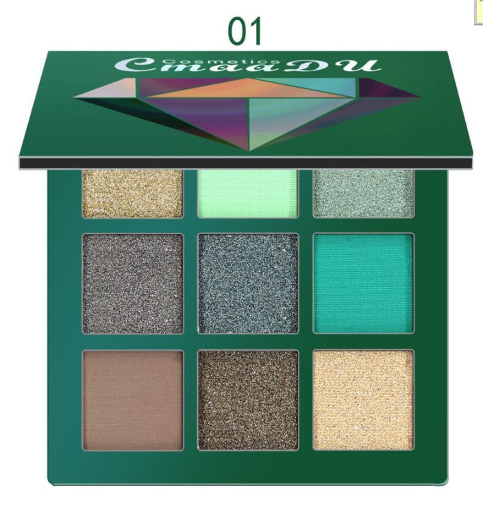 Vibrant 9-Color Diamond Eye Shadow- Eye makeup