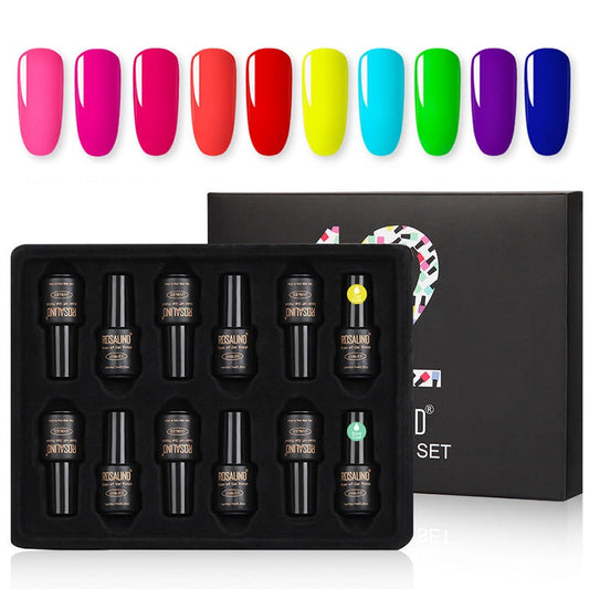 Fluorescent color nail polish set 12 bottles