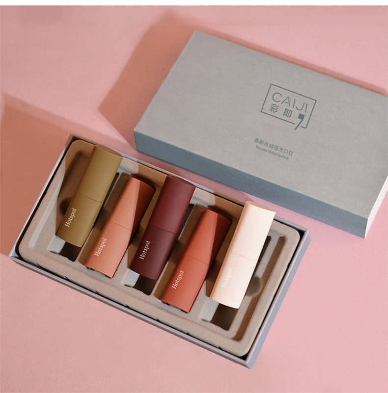 Gift Box Lipstick Set Cosmetic Mousse Velvet Matte Waterproof Non-stick Cup