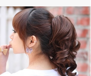 Trendy Korean style tiger ponytail curls Tied ponytail wigs