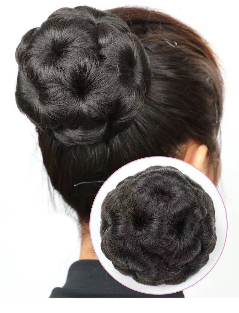 High Temperature Silk Wig Hair Ring, Hair Bun, Nine Flower Ball Head Bridal Costume Plate